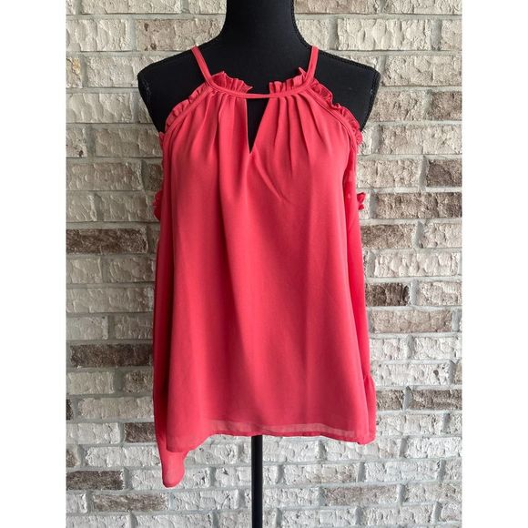 Lucky Brand Tops - Lucky Brand Cold Shoulder Pleated Neck Peasant Top